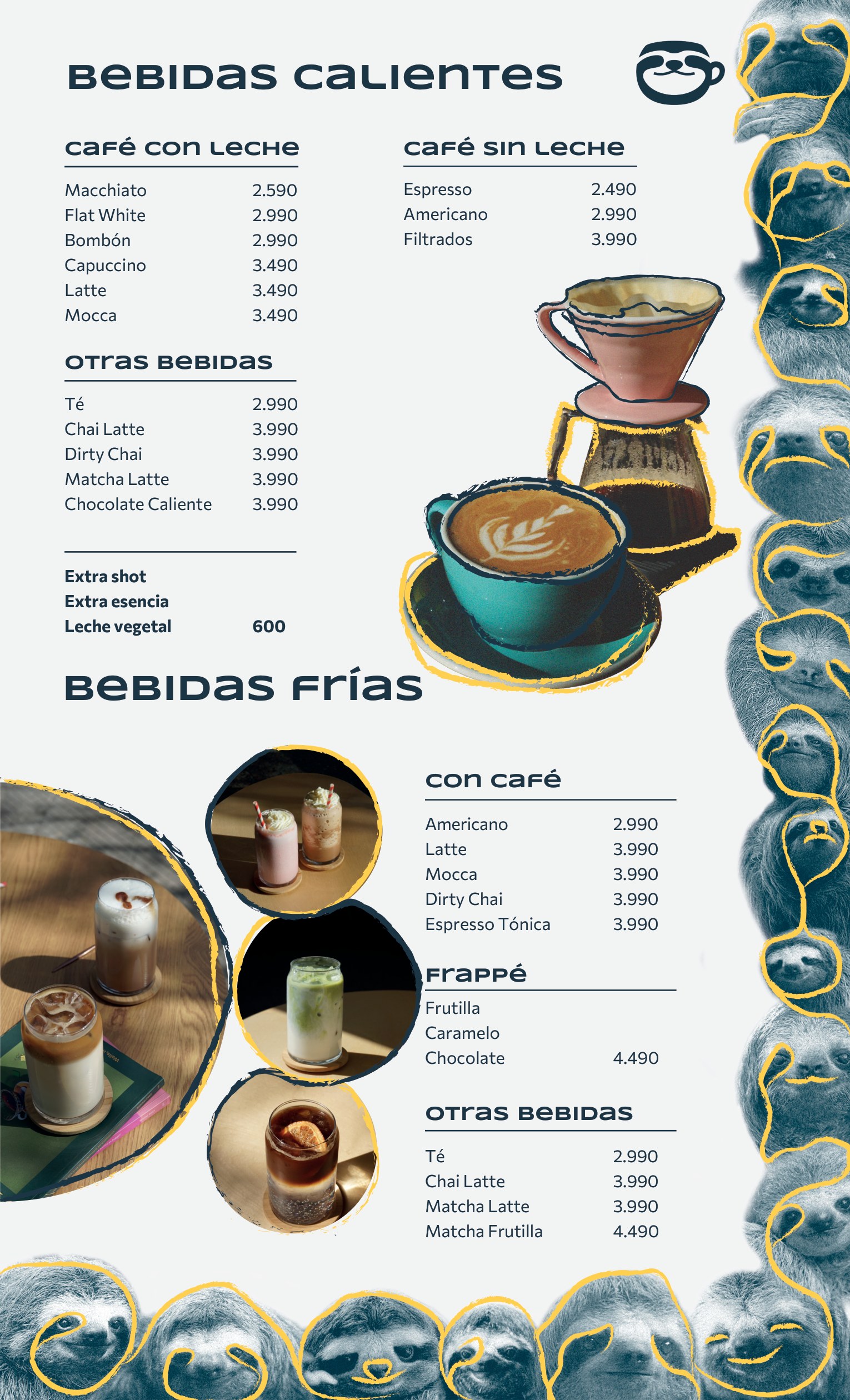 Carta completa de Lazzy Coffee, cafetería de especialidad en La Florida — cafés, tés, bebidas frías y pastelería